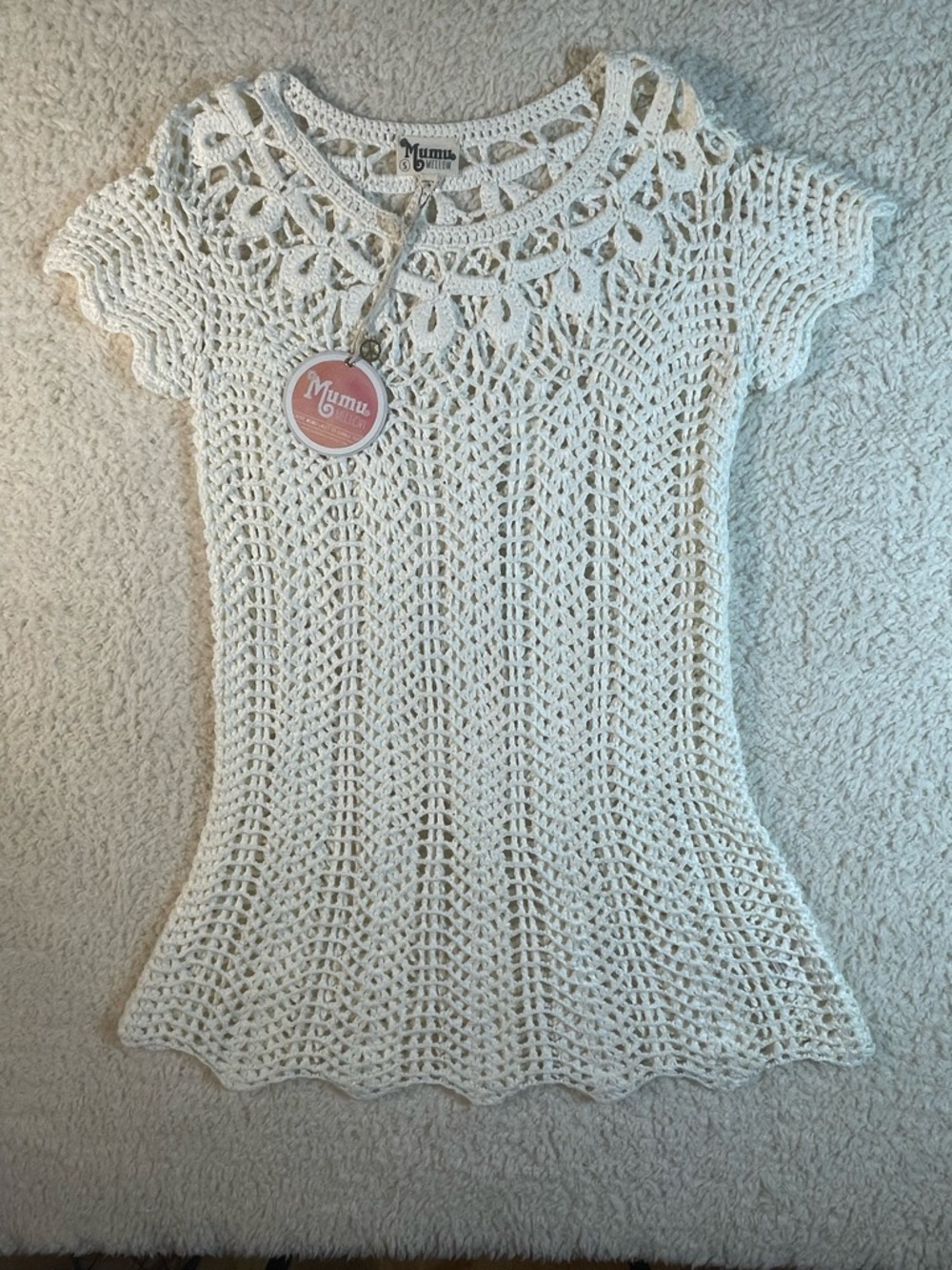 NWT Show Me Your Mumu Crochet the Day Away Tunic Dress Blonde Small Boho